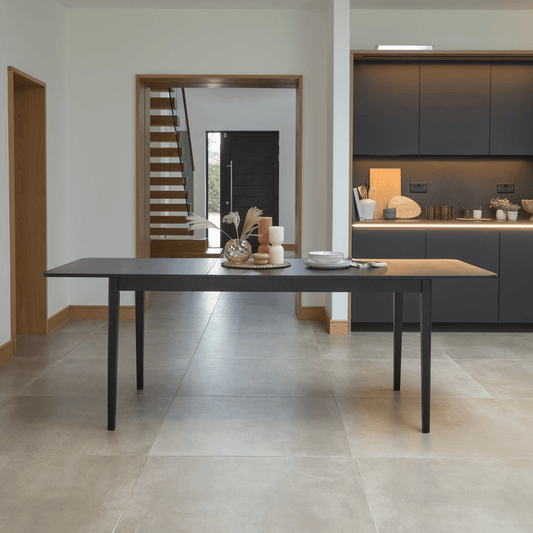 Paul Black Extending Dining Table Set - 6 Seater - Faye Black Oak Dining Chairs