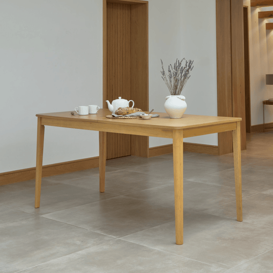 Paul Pale Oak Extending Dining Table Set - 6 Seater - Faye Pale Oak Dining Chairs