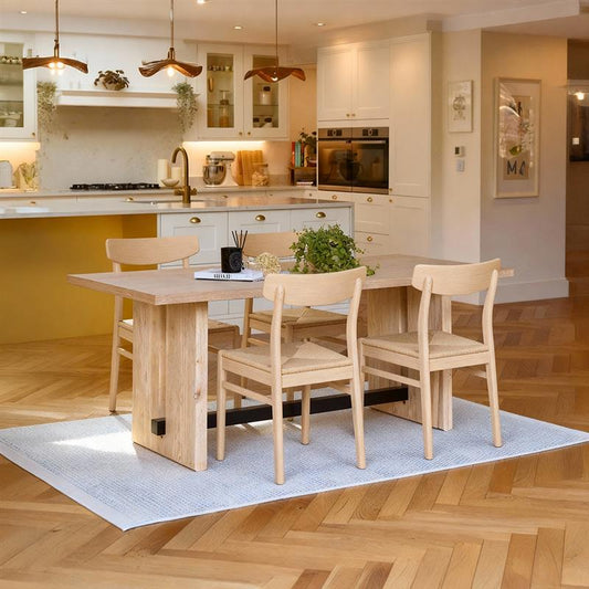 Priya Whitewash Dining Table Set - 4 Seater -  Faye Whitewash Oak Dining Chairs