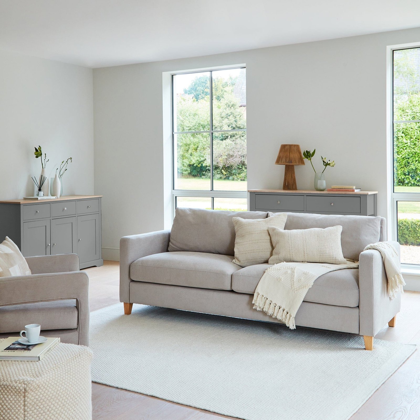 Ava 3 Seater Sofa - Soft Beige with Pale Oak Legs - Contemporary Comfort - Image 6