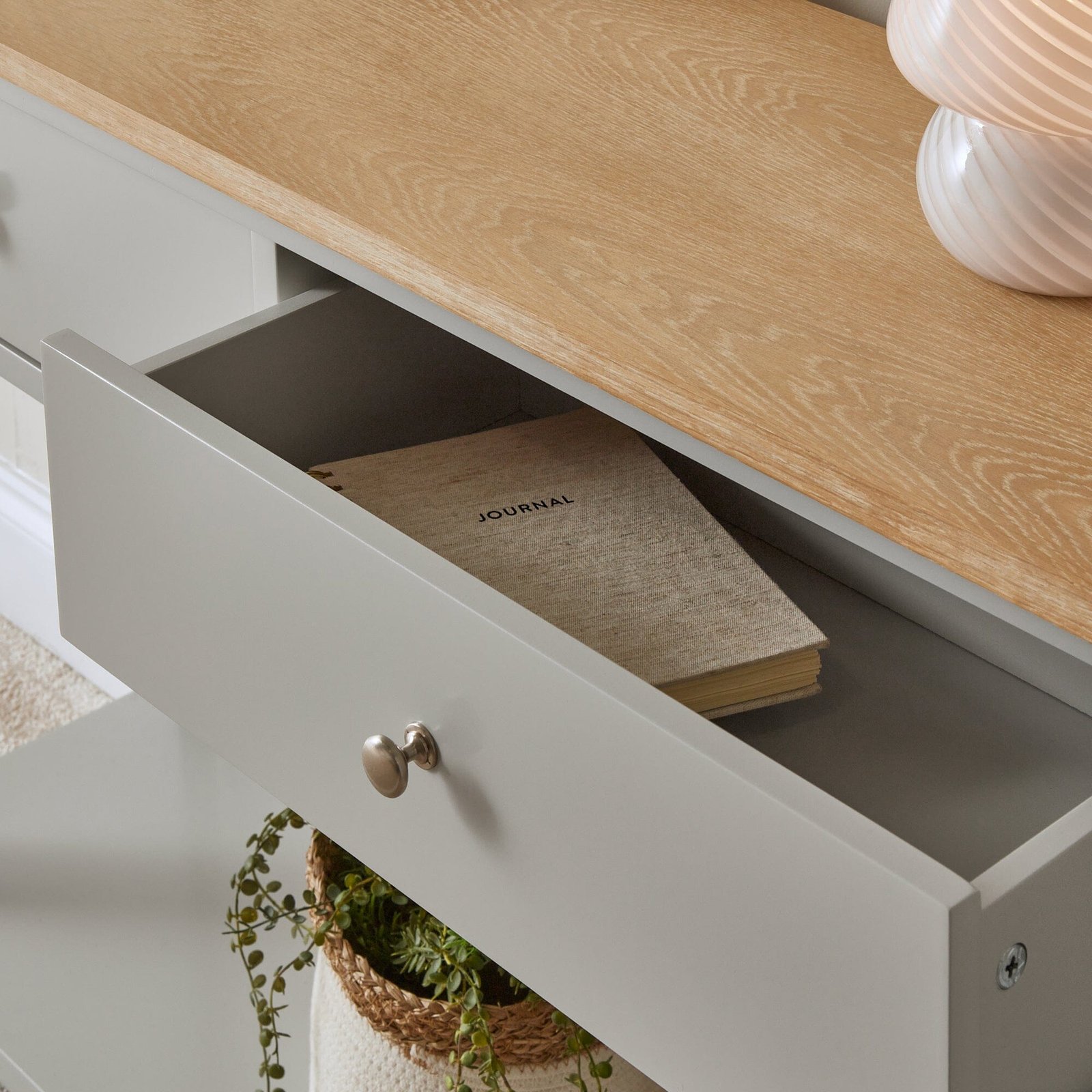 Chatsworth Linen Grey 2 Drawer Console Table - 120cm - Timeless Sophistication - Image 4