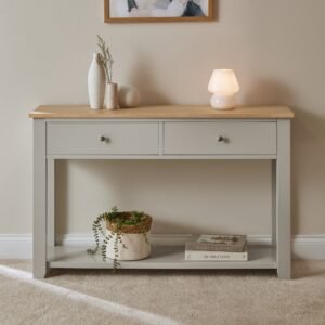 Chatsworth Linen Grey 2 Drawer Console Table - 120cm - Timeless Sophistication