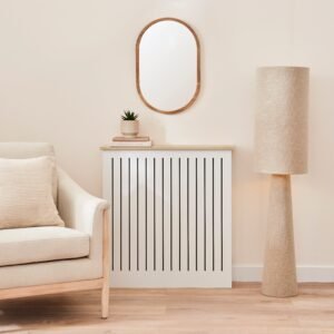 Elspeth Small Radiator Cover - Whitewash Oak - Scandinavian Charm