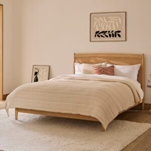 Ida King Size Wooden Bed - Whitewash Oak - Scandinavian Serenity