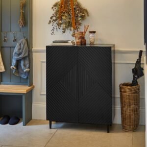 Jack Geometric Shoe Cabinet - 2 Door - Black - Modern Architectural Design