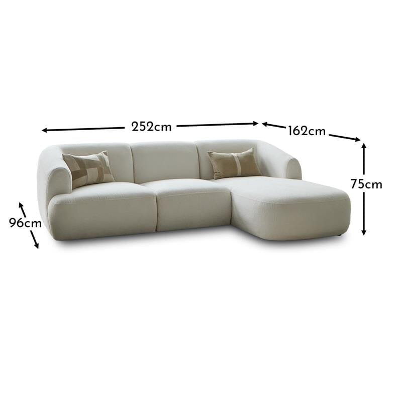 Nathalia Right Chaise Corner Sofa - Chalk White Boucle - Image 17