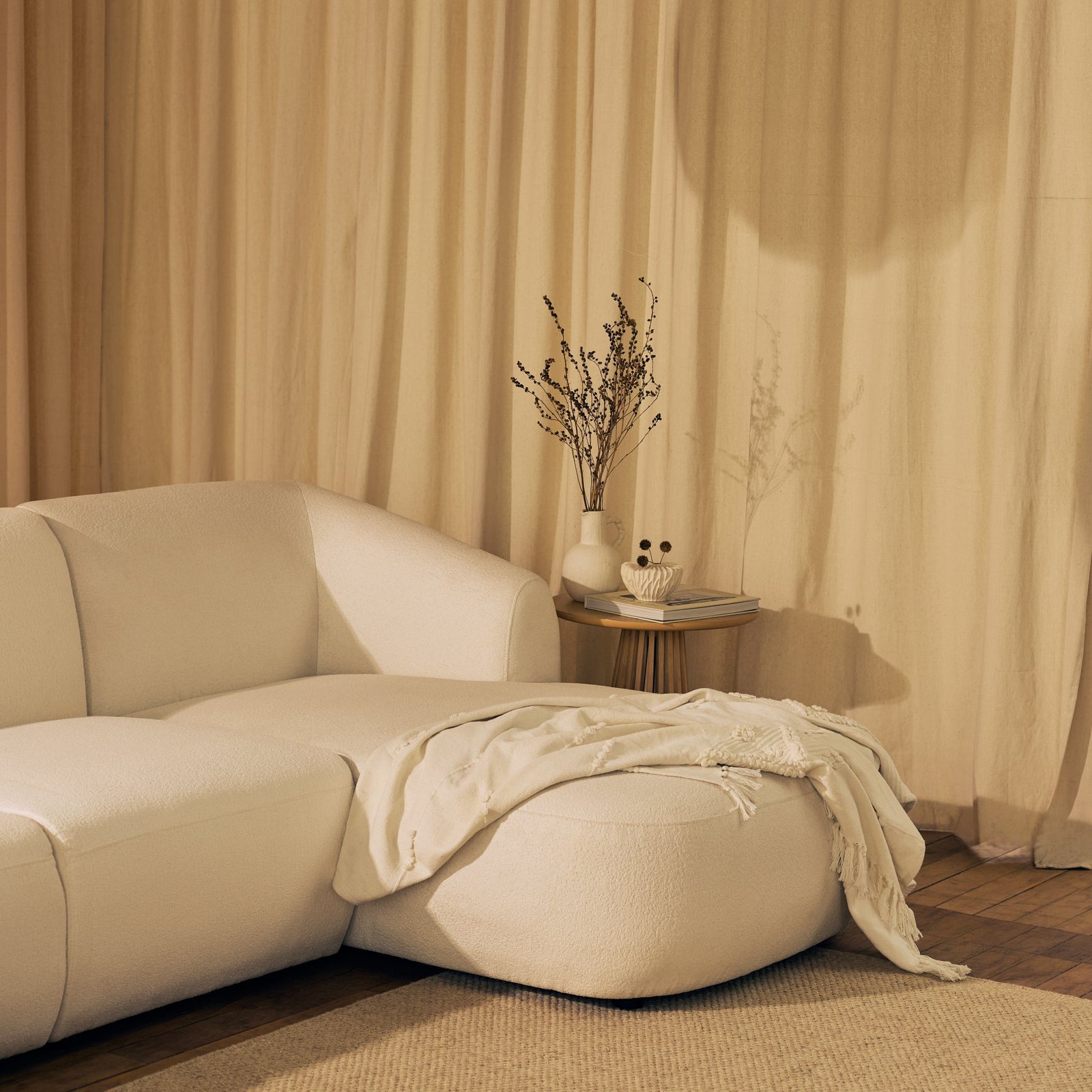 Nathalia Double Chaise Sofa - Chalk White Boucle - Image 6