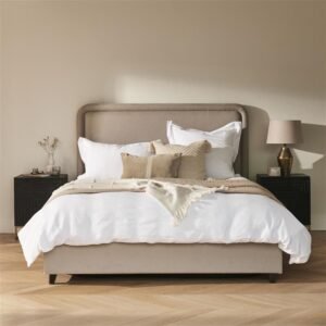 Robyn Double Ottoman Bed - Soft Beige - Elegant Storage Solution