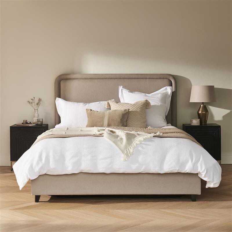 Robyn Double Ottoman Bed - Soft Beige - Elegant Storage Solution