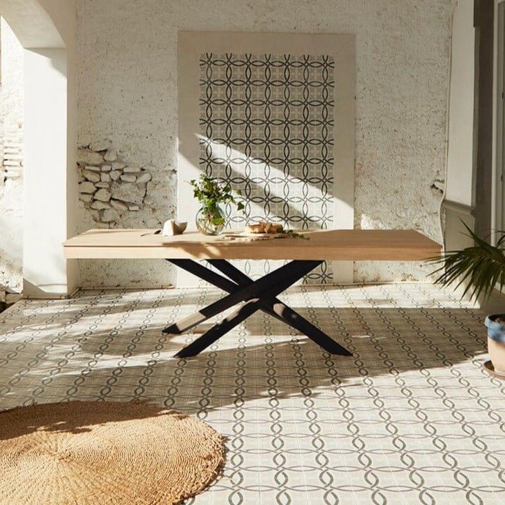 Amelia Whitewash Wood Extendable Dining Table - Black Legs - Modern Contrast - Image 7