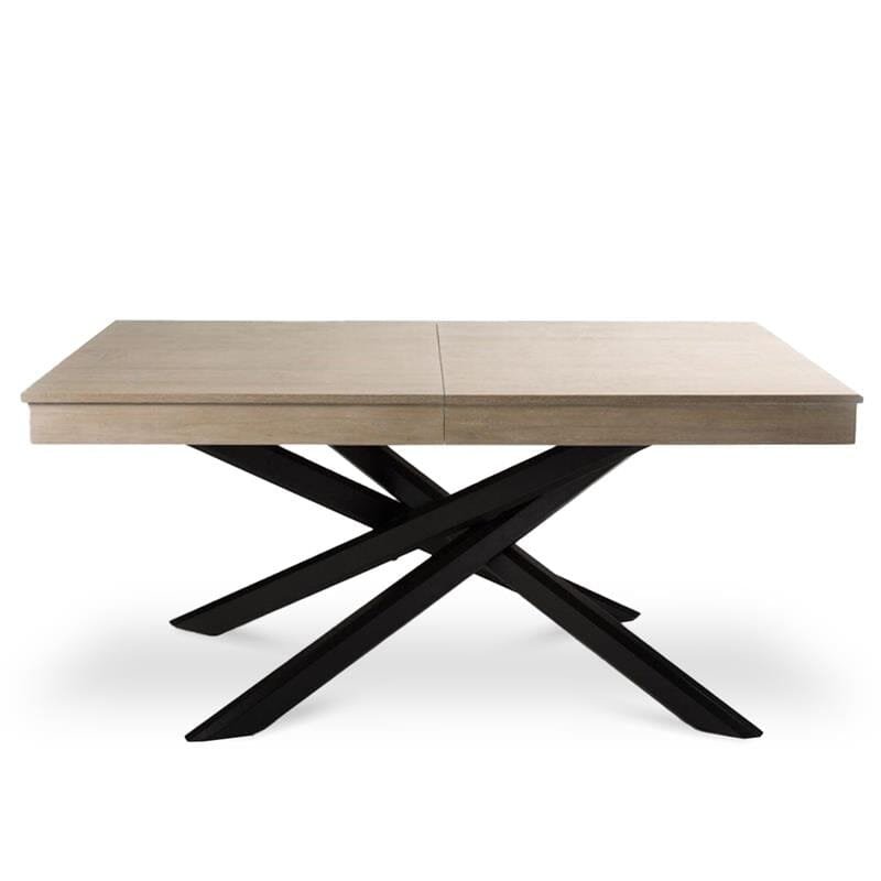 Amelia Whitewash Wood Extendable Dining Table - Black Legs - Modern Contrast - Image 12