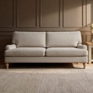 Brea 3 Seater Sofa - Mink Taupe with Whitewash Oak Legs - Sophisticated Style