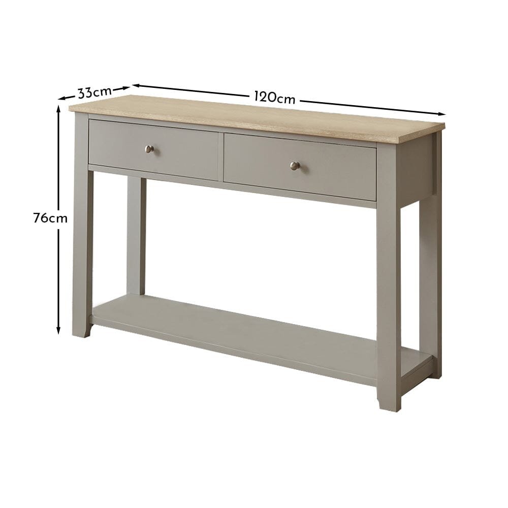 Chatsworth Linen Grey 2 Drawer Console Table - 120cm - Timeless Sophistication - Image 8