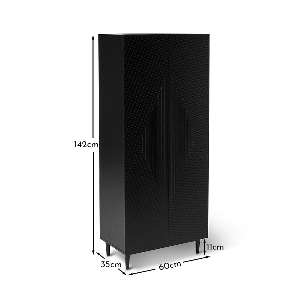 Jack Geometric Shoe Cabinet - Black - Bold Contemporary Storage - Image 9