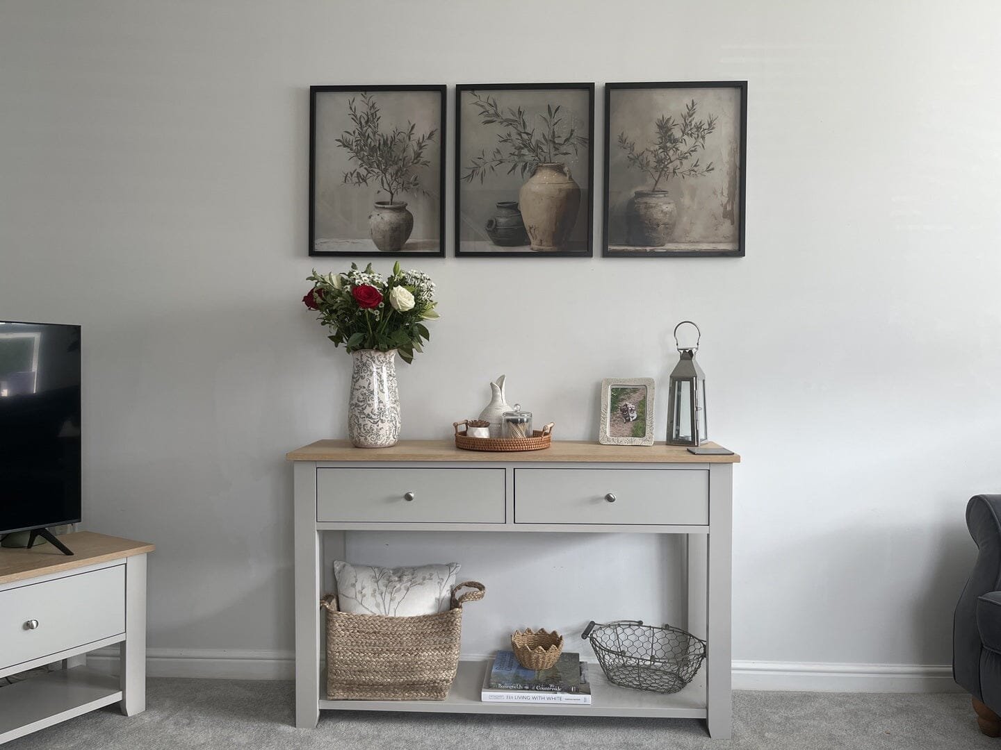 Chatsworth Linen Grey 2 Drawer Console Table - 120cm - Timeless Sophistication - Image 2