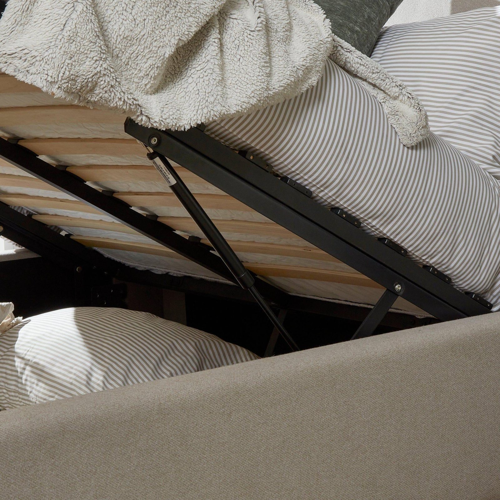 Otto King Size Ottoman Bed - Fossil Woolly Twill - Luxurious Comfort - Image 5