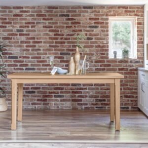 Ella Pale Oak Wood Parquet Dining Table - Artisan Craftsmanship