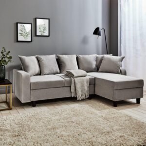 Tracy Corner Sofa - Grey Velvet with Black Legs